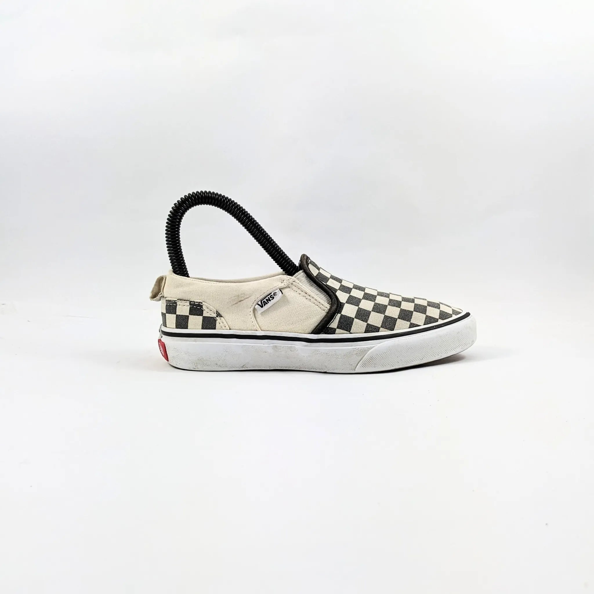 Vans White Checkerboard Slipons