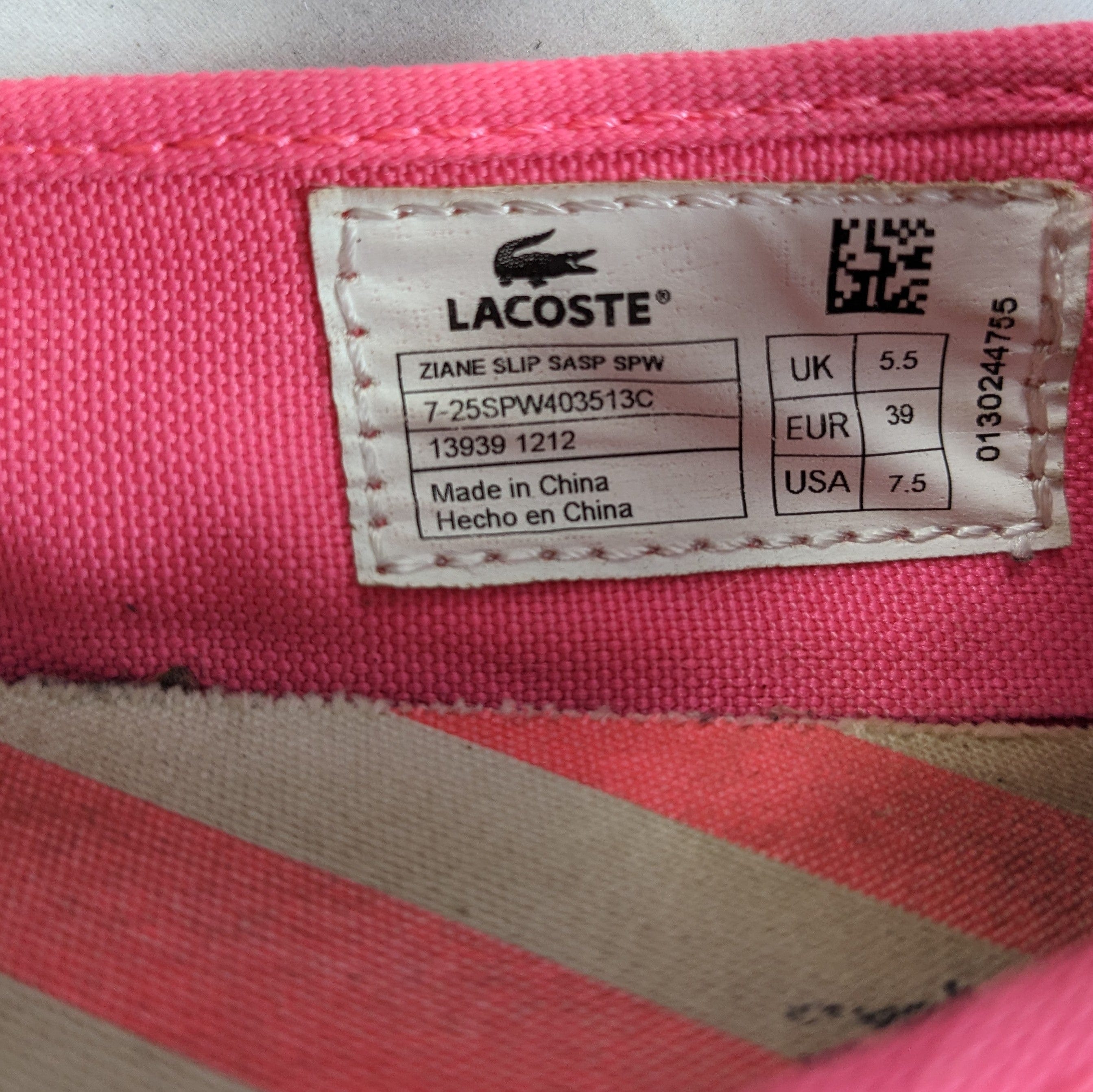 Lacoste Pink SlipOns