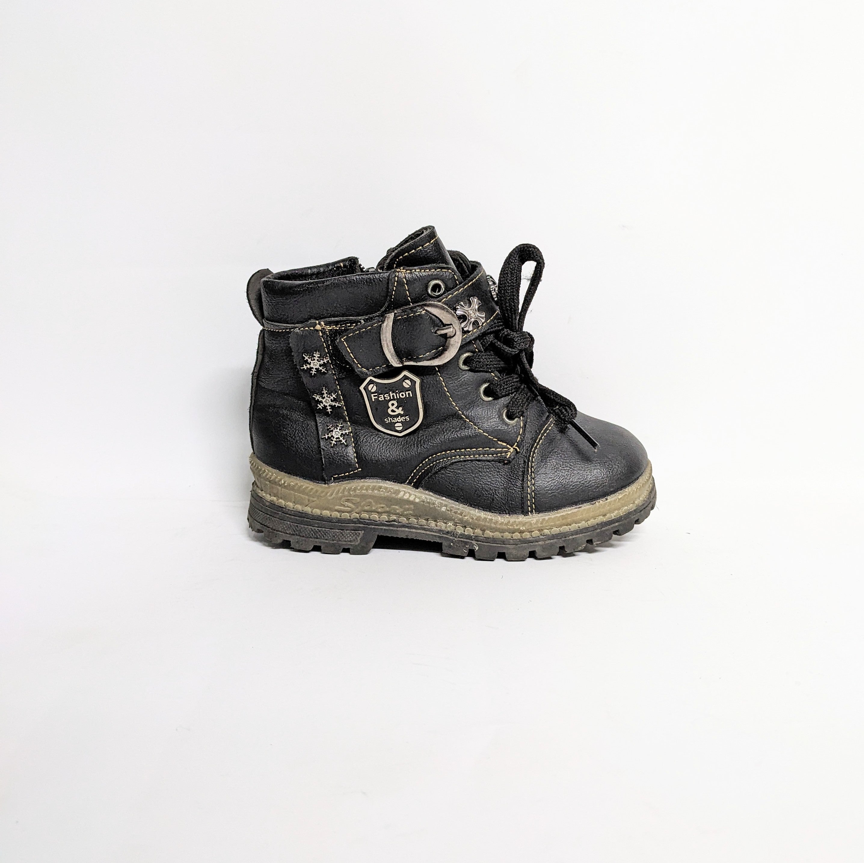 Kids Black Leather Hightop Preloved Boot
